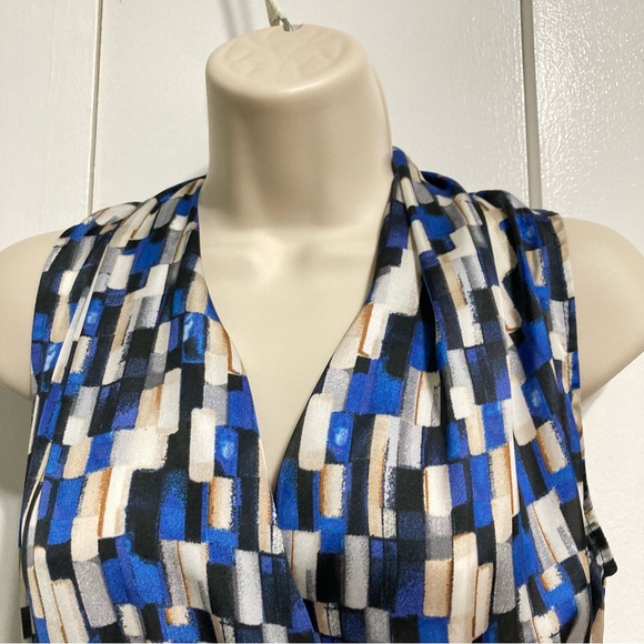 White House Black Market Sleeveless Geometric Wrap A Line Flowy Dress Size 6 - Picture 11 of 15